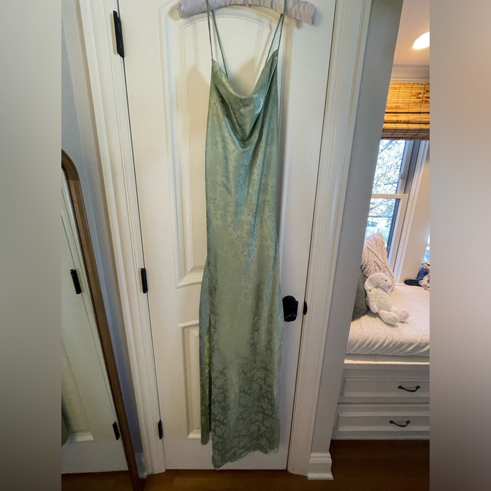 B Darlin Light Green Satin Dress